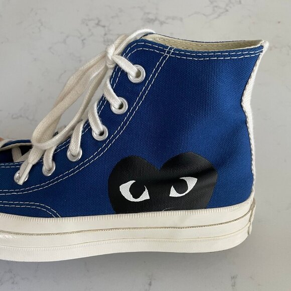 Converse All Star PLAY Comme des Garcons Hi Top Lace Up Sneakers Blue Sz 7W/5M - Picture 13 of 14